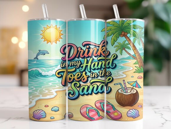 Beach Quote Drink in My Hand Tumbler PNG