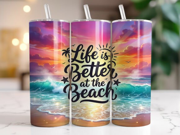 Beach Sunset Quote Tumbler Sublimation