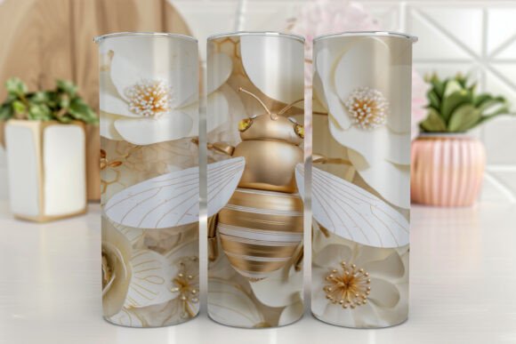 Bee Tumbler Wrap Seamless Floral PNG