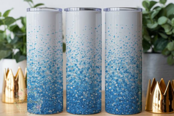 Blue Glitter Ombre Tumbler Wrap PNG