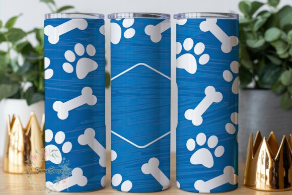 Blue Paw Print Bones 20oz Tumbler Wrap