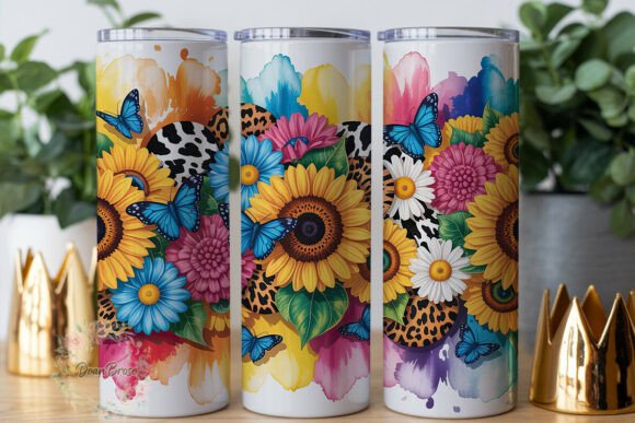 Boho Floral Animal Print Skinny Tumbler Graphics & Wraps