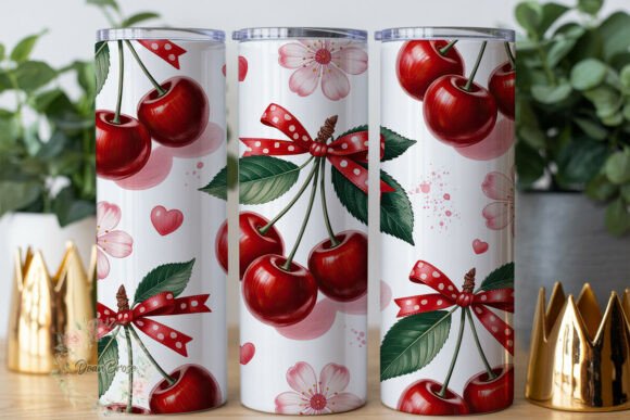 Cherry Polka Dot Bow 20oz Tumbler Wrap