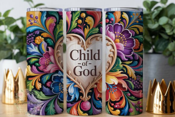 Child of God Floral 20oz Tumbler Wrap Graphics