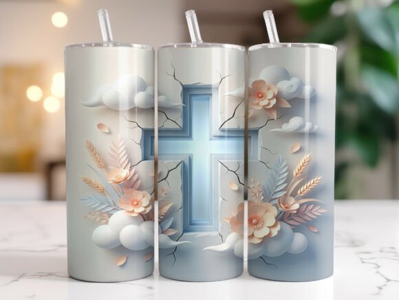 Christian Cross Soft Pastel Tumbler Wrap Graphics