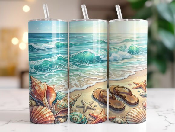 Coastal Flip Flops Shell Beach Tumbler Wraps Graphics Review