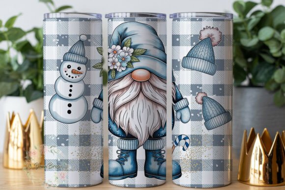Cozy Winter Gnomes Plaid Tumbler Wrap