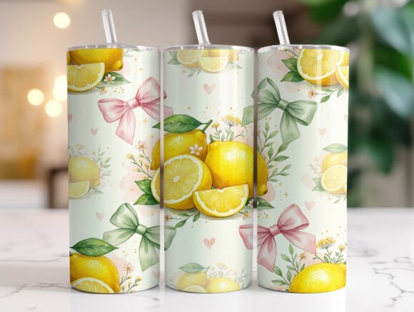 Cute Lemon Coquette 20oz Tumbler Wrap Graphics