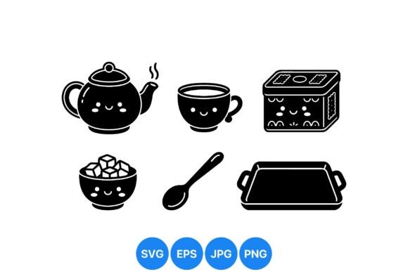 Cute Tea Time Kitchen Svg Graphics