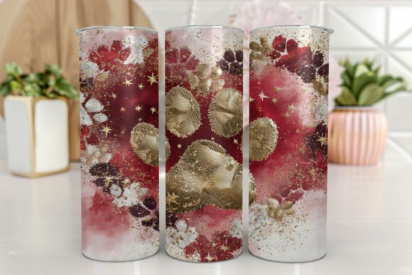 Dog Paw Tumbler PNG Design for Graphics and Tumbler Wraps