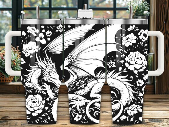 Dragon Peony Flowers 40oz Laser Tumbler: Graphics & Crafts Review