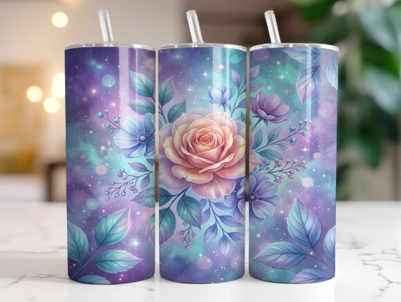 Dreamy Pastel Rose Cosmic Garden Tumbler Graphics
