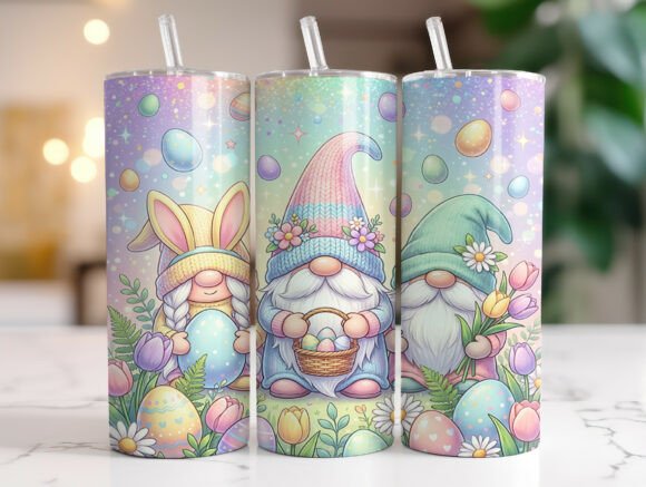 Easter Gnome Pastel Eggs Tumbler Wrap Graphics