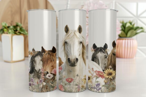 Forest Horses 20 Oz Skinny Tumbler Wrap: Graphics & Tumbler Wraps