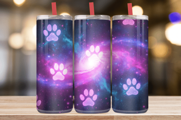 Galaxy Paw Print 20oz Skinny Tumbler Graphics