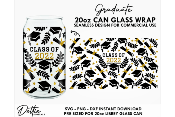 Graduation 20oz Glass Can Wrap SVG Graphics Review