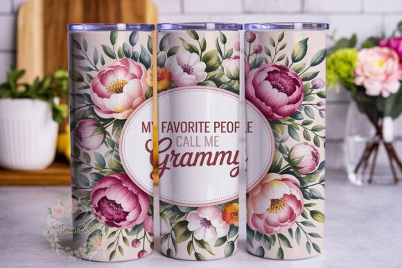 Grammy Floral Watercolor Tumbler Wrap Graphics