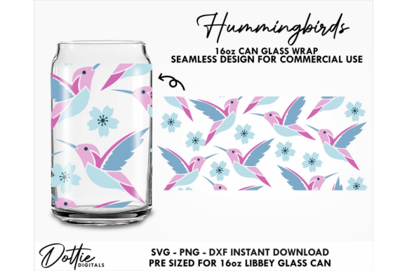Humming Birds Glass Can Wrap: Graphics for Tumbler Wraps