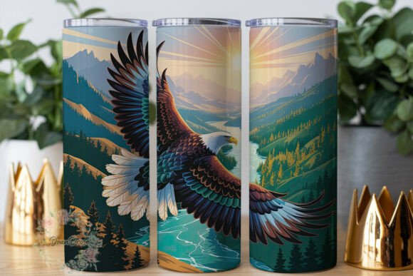 Majestic Eagle River 20oz Tumbler Wrap Graphics