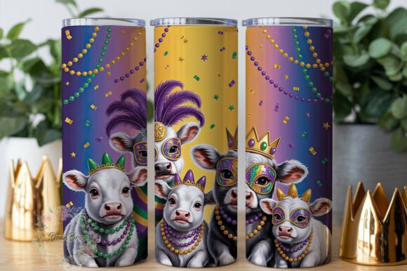 Mardi Gras Bovine 20oz Tumbler Wrap