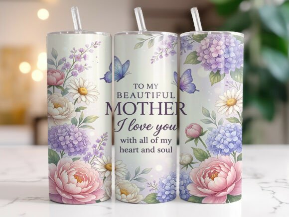 Mother Floral Butterfly Quote Tumbler Graphics & Wraps