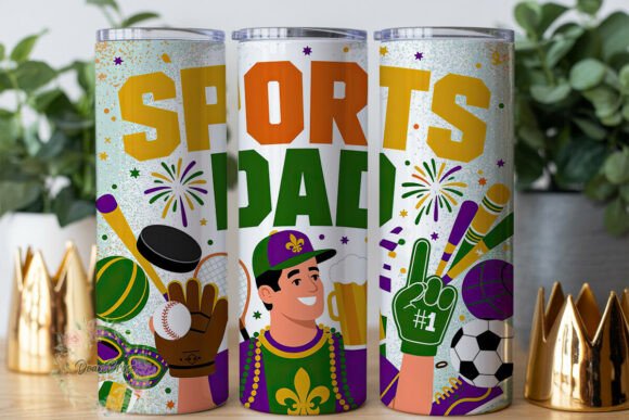 Sports Dad Mardi Gras 20oz Tumbler Wrap