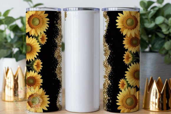Sunflower Gold Glitter 20oz Tumbler Wrap Graphics