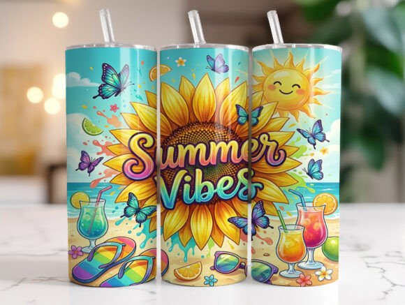 Sunflower Summer Vibes Beach Tumbler Wrap Graphics Review