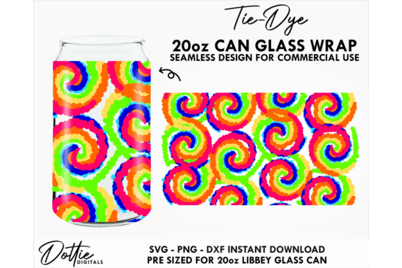 Tie Dye Hippy 20oz Glass Can Wrap SVG: Graphics & Tumbler Wraps