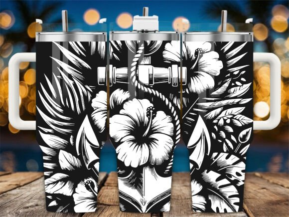 Tropical Palm Anchor: Graphics & Crafts for Tumbler Design
