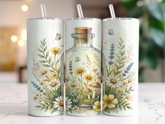 Wildflower Bottle Garden Floral Tumbler Graphics